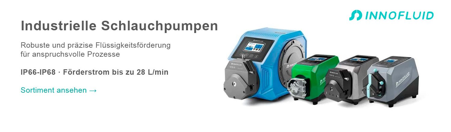 Industrielle Innofluid Schlauchpumpen f�r pr�zise Fl�ssigkeitsf�rderung mit F�rderleistungen bis zu 28 L/min