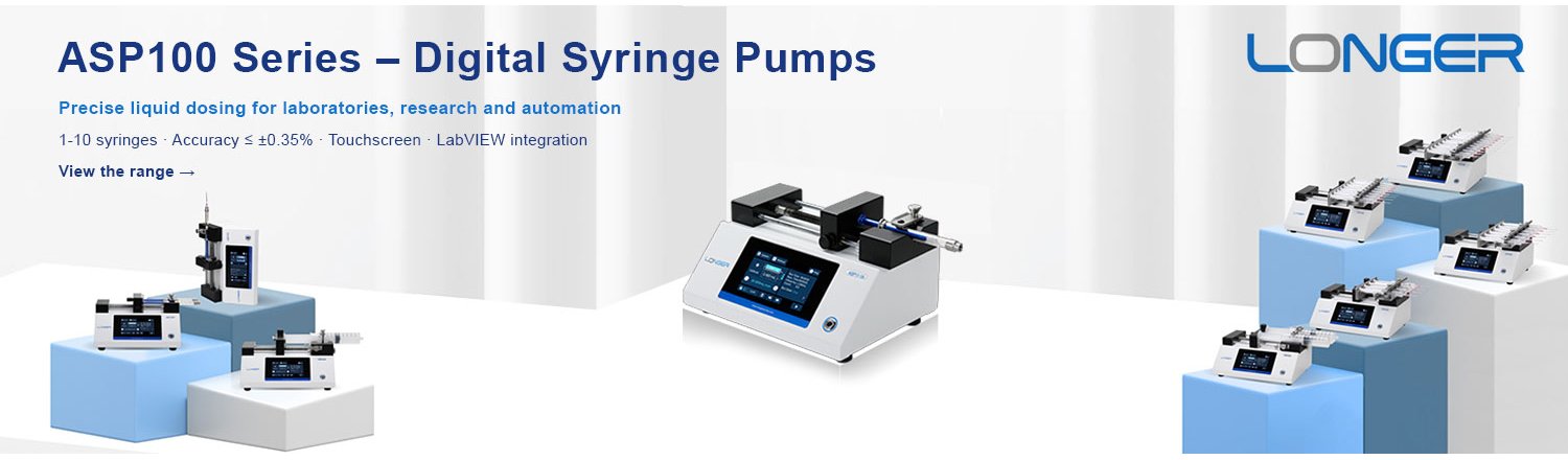 Longer ASP100 Series digital syringe pumps for precise liquid dosing