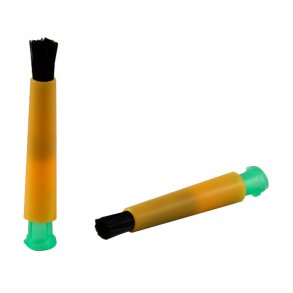 Stiff dispensing brush tips