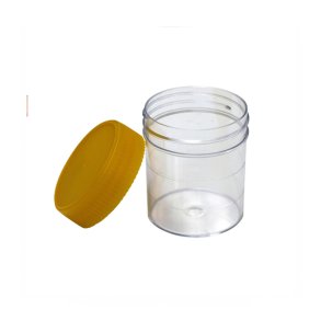 Becher mit gelbem Schraubverschluss