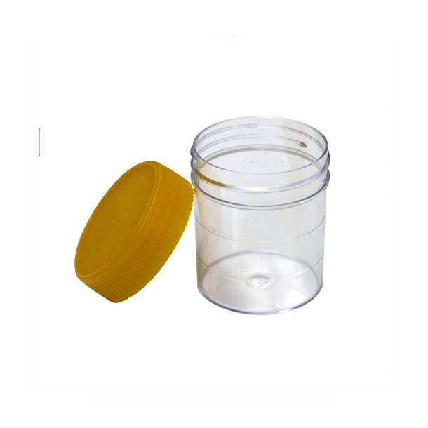 Becher mit gelbem Schraubverschluss