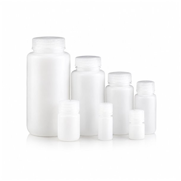 Flaske med bred hals i HDPE