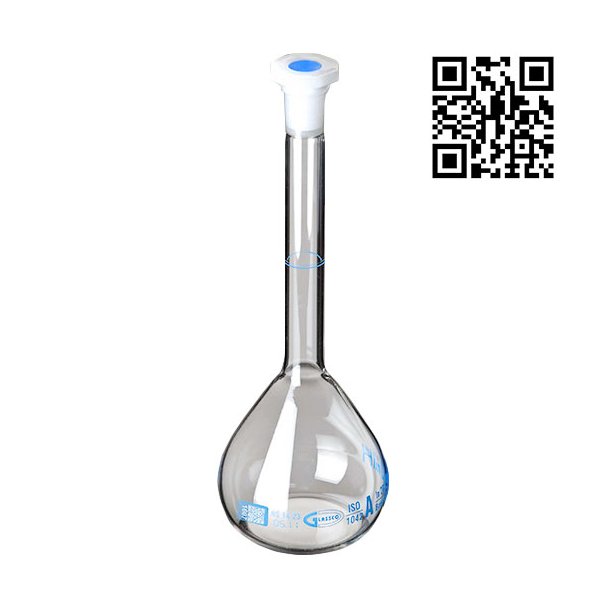 Volumetric Flask, Clear Glass, QR-Coded