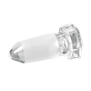 Hollow glass stopper with tip and NS